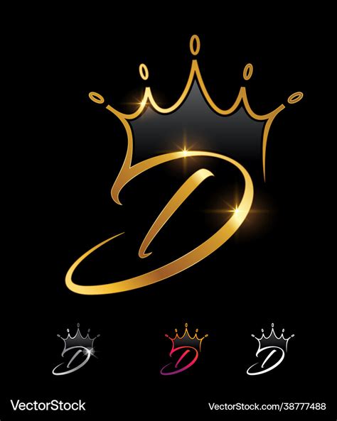 Golden monogram crown initial letter d Royalty Free Vector