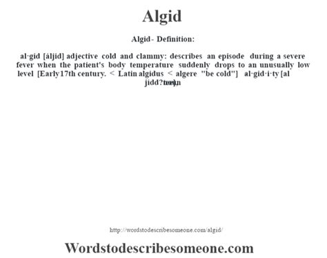 Algid definition | Algid meaning - words to describe someone