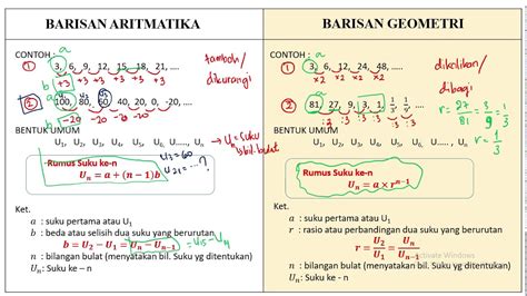 barisan dan deret aritmatika dan geometri - YouTube