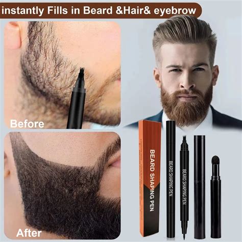 Men Beard Hair Filler Pen with Brush Male Waterproof Hair Repair ...