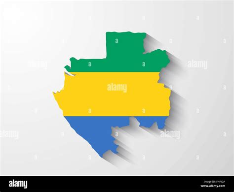 Gabon country map with flag and shadow effect Stock Vector Image & Art - Alamy