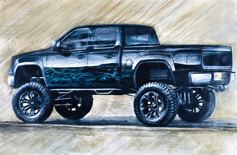 sketch of black lifted Chevrolet Silverado truck Silverado Truck, Chevy ...