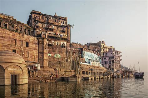 Varanasi, Uttar Pradesh, India. A view from River Ganges of Old ...