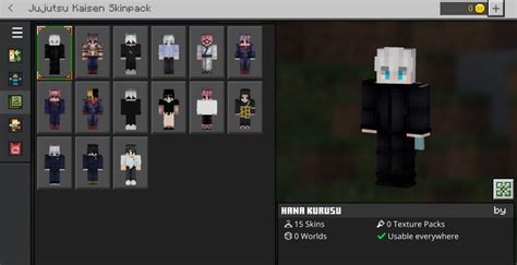 Jujutsu Kaisen skin pack for Minecraft Bedrock