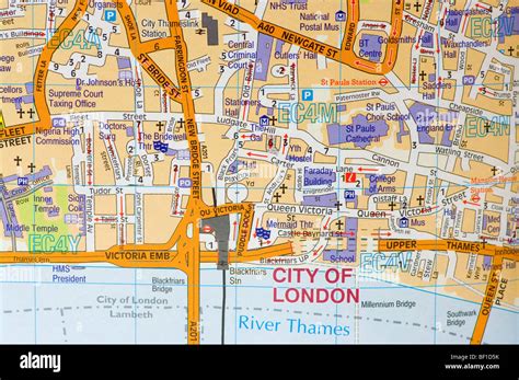 Street Road Map Of The City Of London uk Stock Photo - Alamy