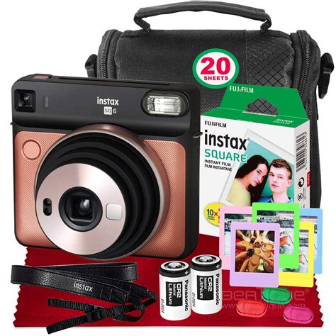 Fujifilm instax Square SQ6 Instant Film Camera (Blush Gold) + 20 Sheets ...