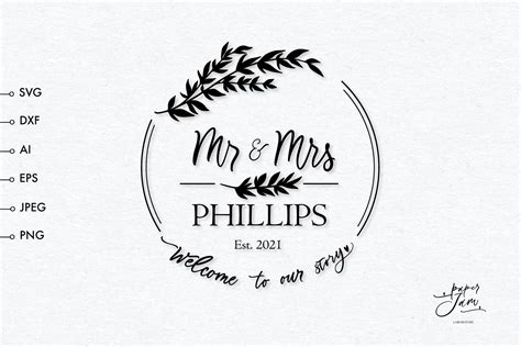 Wedding monogram frame svg, Mr and Mrs SVG, Anniversary svg (1155468 ...