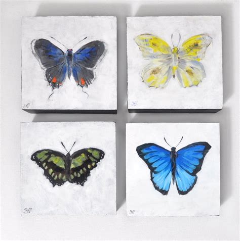 Mini Acrylic Painting Yellow Butterfly OOAK - Etsy