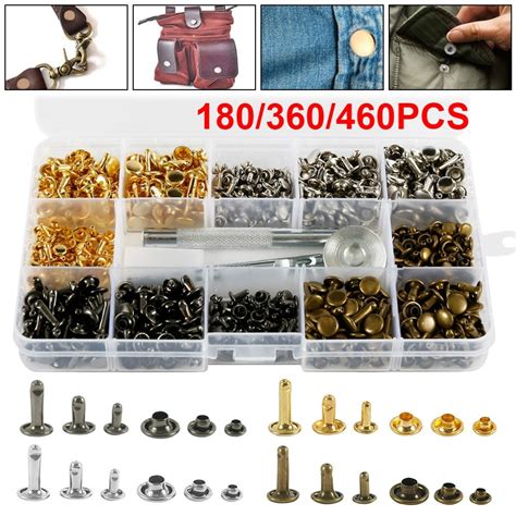 180/360/460PCS Leather Rivets Double Cap Rivet Tubular Metal Studs ...