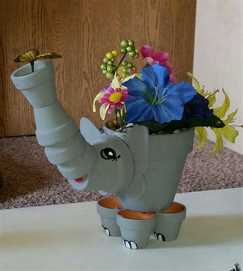 Elephant, clay pot art, clay pot, crafts Flower Pot Art, Clay Flower Pots, Flower Pot Crafts ...