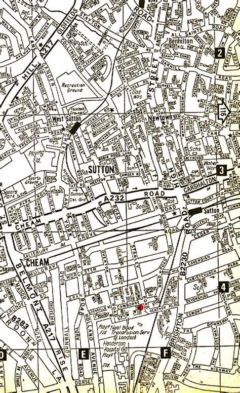 Sutton, Surrey, map from 1955 & 1970s