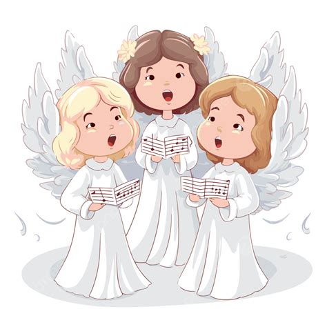 Angels Singing Vector, Sticker Clipart Three Angels Are Singing ...