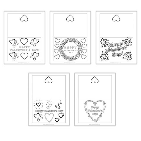 Foldable Printable Valentines Day Cards To Color