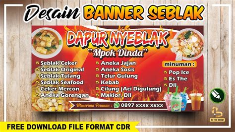 Cara Membuat Desain Banner Seblak | Free CDR - YouTube