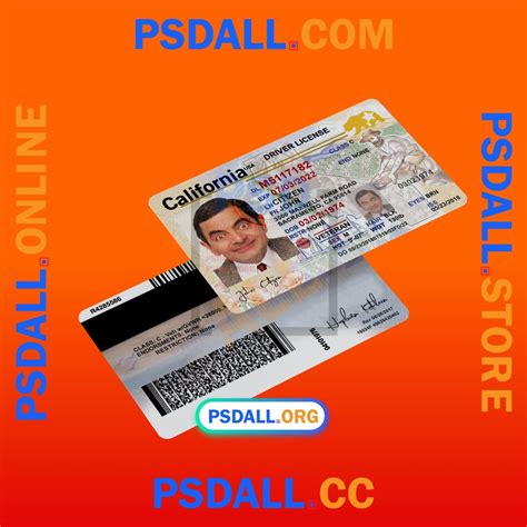 California Driver License PSD Template V1 - psdall.org