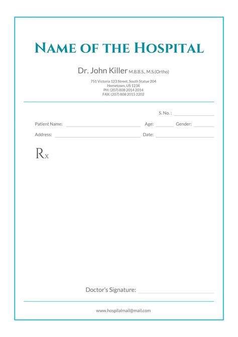 Free Medical Prescription Format | Download In 2019 Throughout Doctors Prescription Template ...