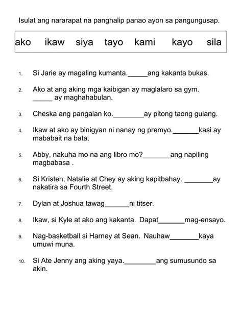 Panghalip Panao online worksheet | Worksheets for grade 3, Worksheets ...