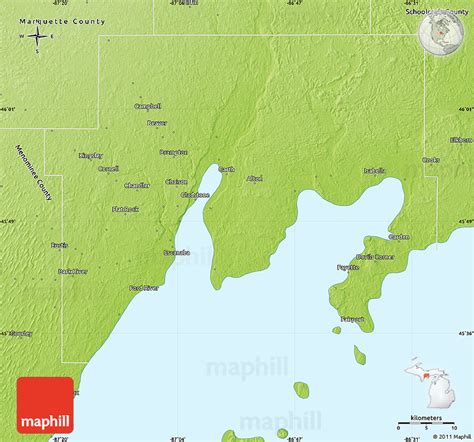 Physical Map of Delta County