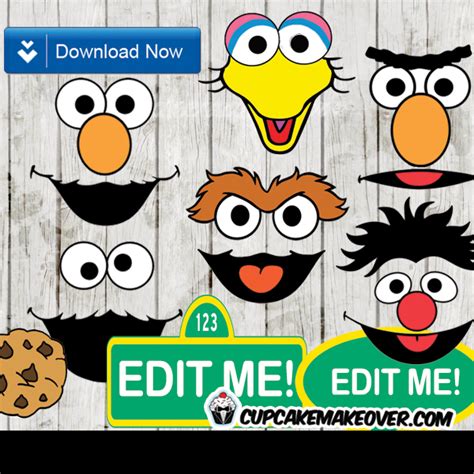 Sesame Street Printable Faces & Signs - INSTANT DOWNLOAD - Cupcakemakeover | Elmo birthday ...