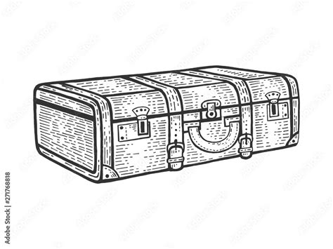 Suitcase travel bag luggage sketch engraving vector illustration ...