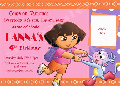 Dora the explorer birthday invitation. Digital (print it yourself). $9. ...