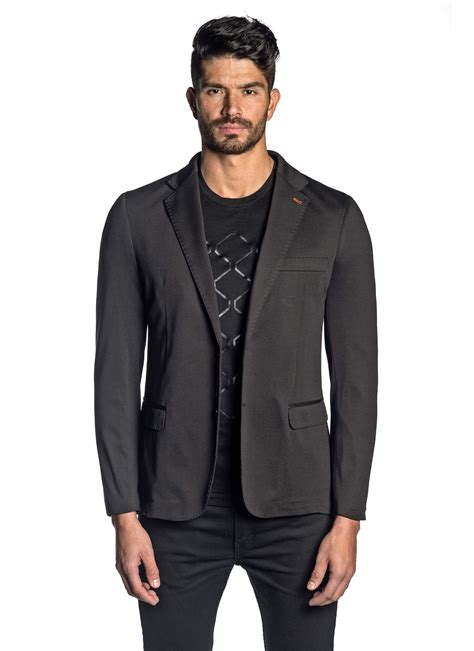 Black Solid Knit Blazer for Men LAMBO-001 | Jared Lang Official