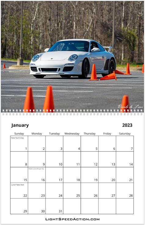 2023 Custom Porsche Calendar - Light Speed Action