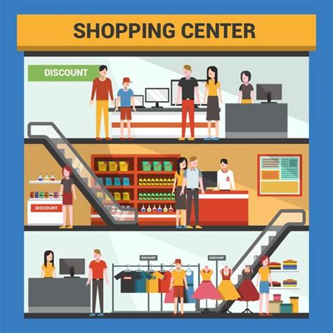 Three Floor Shopping Center Vector Illustration 171516 Vector Art at Vecteezy