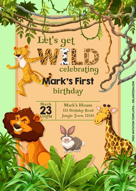 9+ Awesome Jungle Themed Birthday Invitation Templates | Jungle book ...