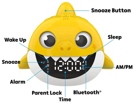 nickelodeon ALM204 Pinkfong Baby Shark Alarm Clock Sound Machine ine Bluetooth Mutauri uye ...