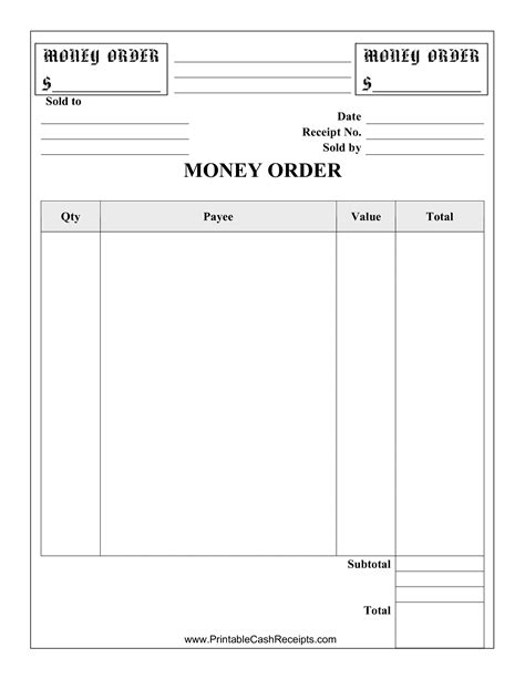Blank Money Order Template