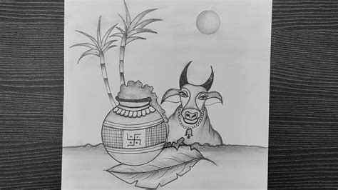 Mattu Pongal Drawing // How To Draw Pongal Drawing // Easy Pongal ...