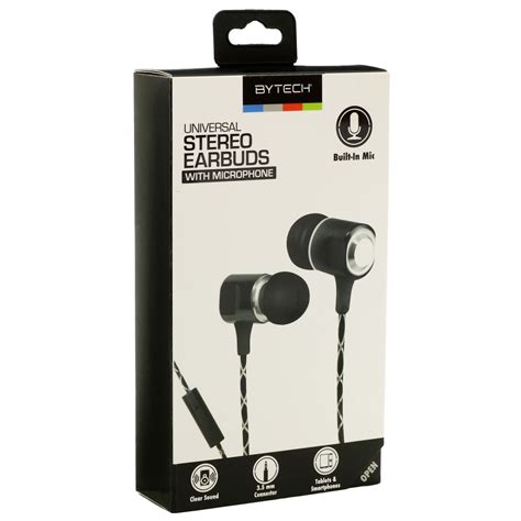 Bytech Stereo Earbuds With Microphone Black - Shop Audio at H-E-B