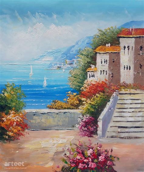 Mediterranean Seascape | Art Paintings for Sale, Online Gallery | Landscape art painting ...