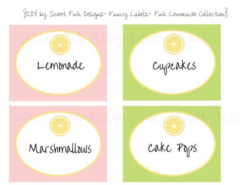 Printable Fancy Labels Pink Lemonade Collection - Etsy