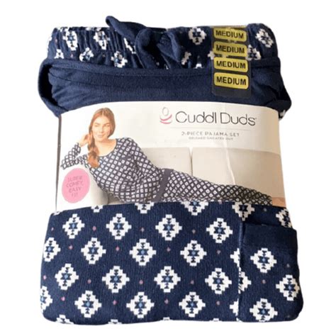 ClimateRight by Cuddl Duds - Cuddl Duds Ladies Pajama Set In Navy Print ...