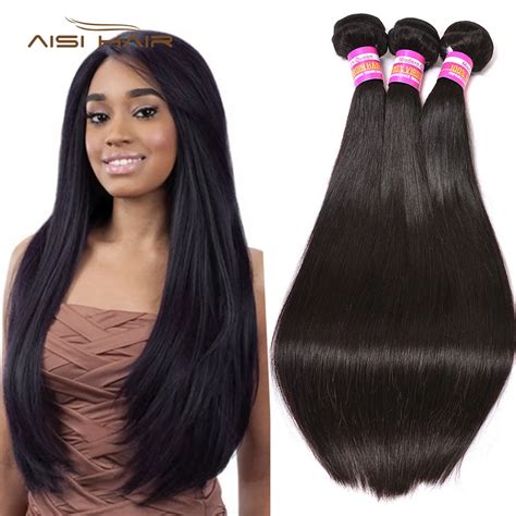 AISI 9A Malaysian Straight Remy Hair 100% Human Hair Bundles 3 Bundles ...