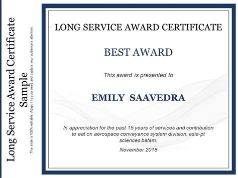 Service Award Certificate Template