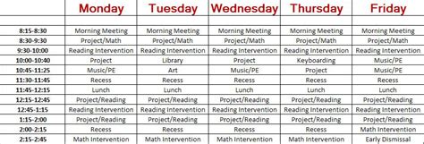 Daily Schedule - Mrs. Laidig's 3rd Grade Class