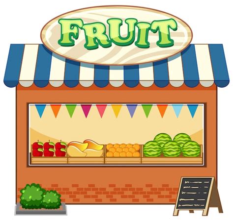 Magasin de fruits avec style de dessin animé de logo de fruits isolé | Vecteur Gratuite