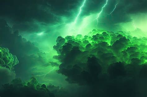 Premium Photo | Green decorative background storm lightning closeup ai ...