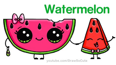 How to Draw Watermelon Easy - Cartoon Food - YouTube