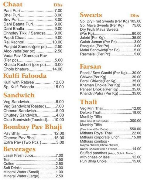 Mithaas Menu, Menu for Mithaas, Meena Bazaar, Dubai - Zomato