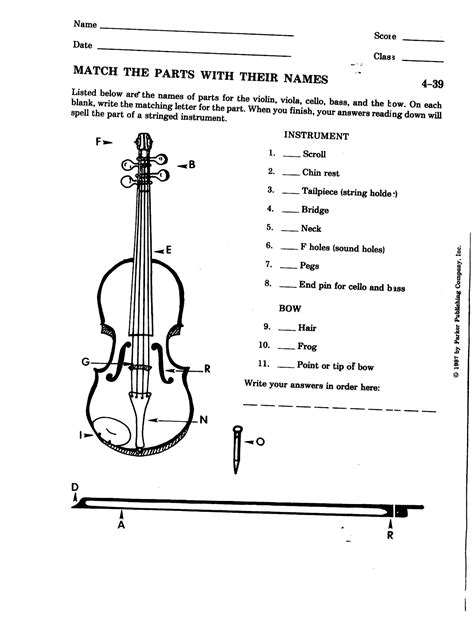 Violin Parts Of The Instrument Worksheet