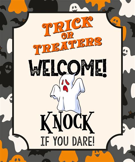 Halloween Door Sign - 15 Free PDF Printables | Printablee