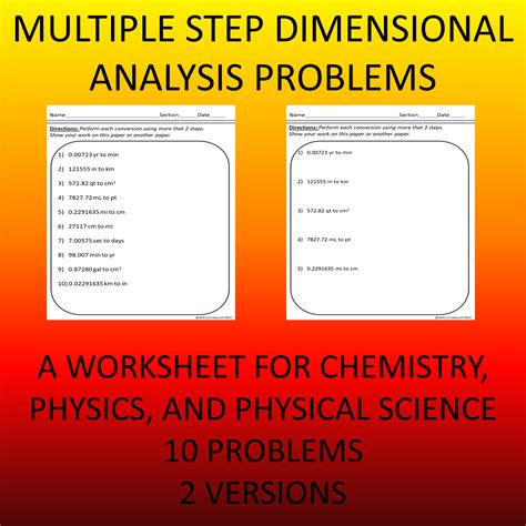 Dimensional Analysis and Unit Conversions 10 Multiple Step Problems for ...