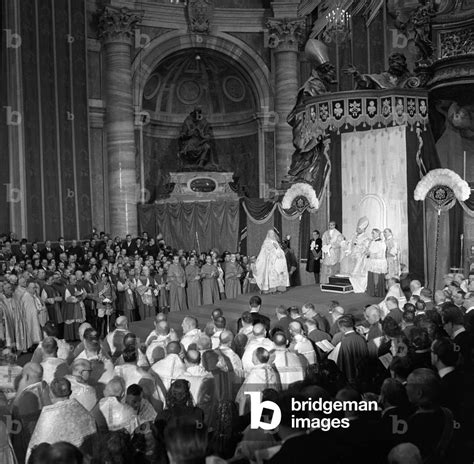 Image of Enthronement of Pope John XXIII, Vatican, 1958 (b/w photo)