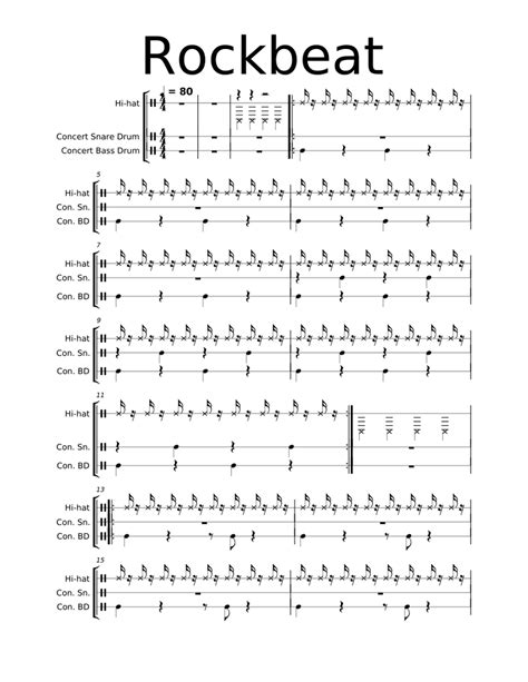 Basic Rock beat play-along Sheet music for Snare drum, Bass drum, Hi-hat (Solo) | Musescore.com