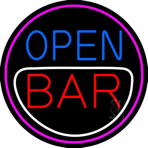 Round Bar Open LED Neon Sign - Bar Open Neon Signs - Everything Neon