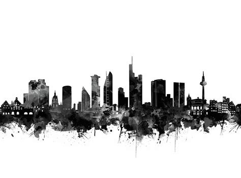 Frankfurt City Skyline Black And White Digital Art by Bekim M - Pixels